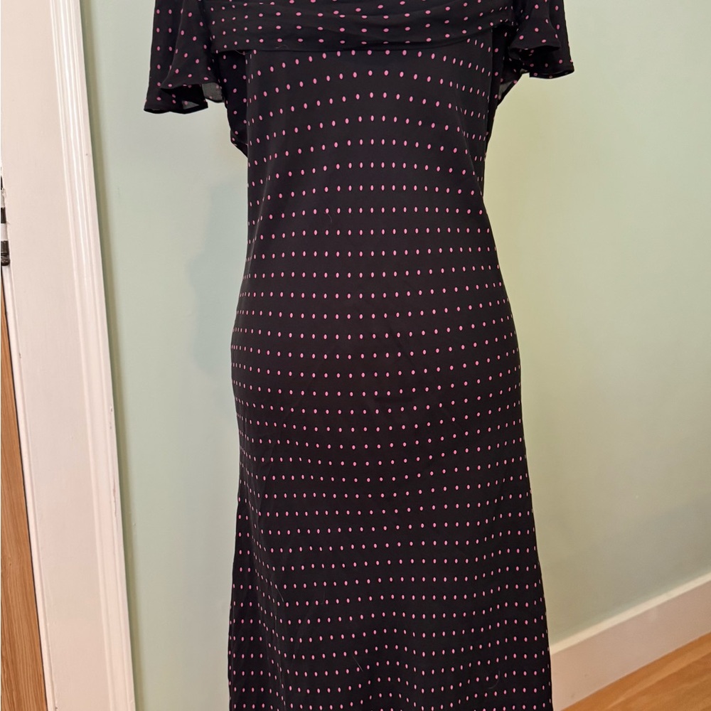 Donna Ricco Black Midi Dress with Pink Accents